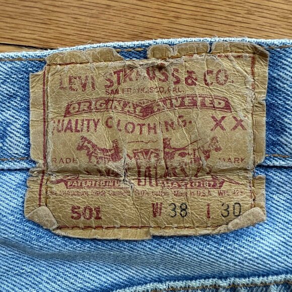 Vintage Levis 501 Jeans Men 36x30 Blue Denim Jean Distressed (Tag38x30) - Picture 4 of 6